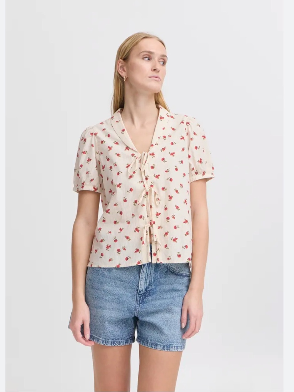 ICHI rosey shirt tie front